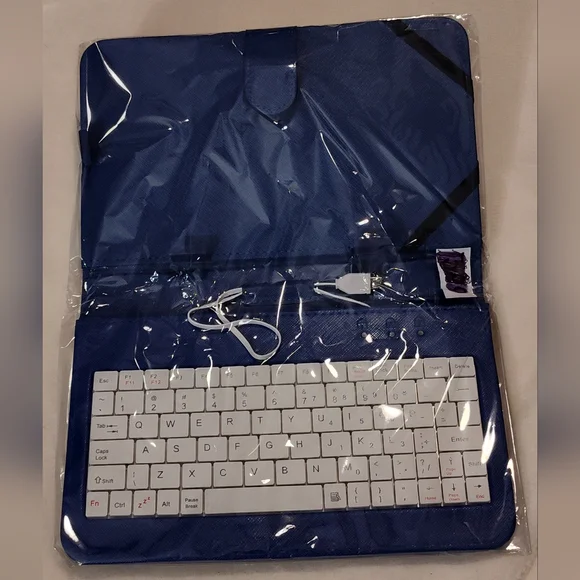 Blue and White Keyboard with Case