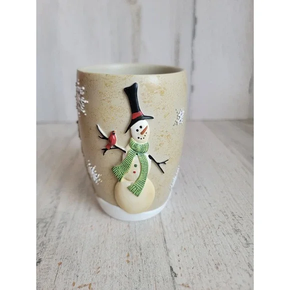 Kohls Snowman toothbrush cup bathroom‎ snow Xmas home decor