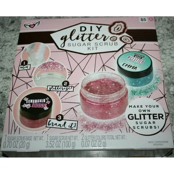 DIY Glitter Sugar Scrub Kit, Strawberry scented, ages 8+
