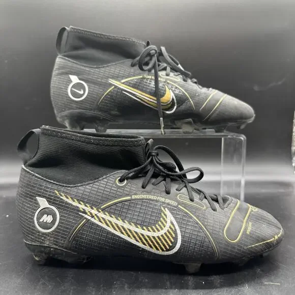 Nike SuperFly 8 Academy Black Gold Youth Size 5.5Y Soccer Turf Shoes DJ2854-007