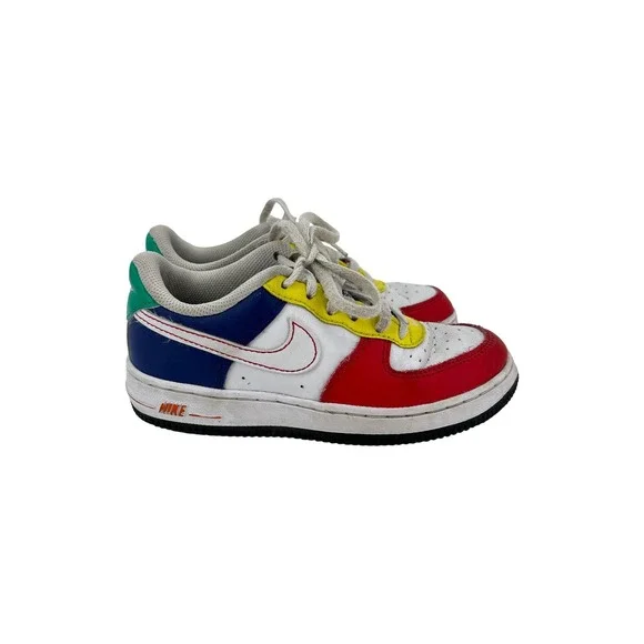 Nike Air Force 1 Low Kids Sneakers Rubik's Cube Red Yellow Blue White Size 1Y
