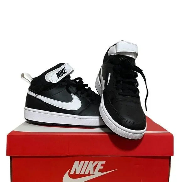 Nike Court Borough Mid 2 Black/White CD7782-010 Youth Sneakers - Size 6Y NIB