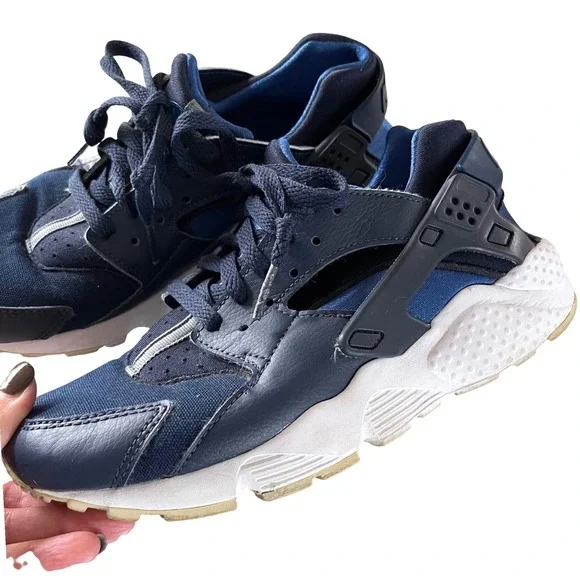 Nike Air Huarache‎ Run GS 5.5Y Navy Blue Sneaker 654275-414 Sporty Retro Runner