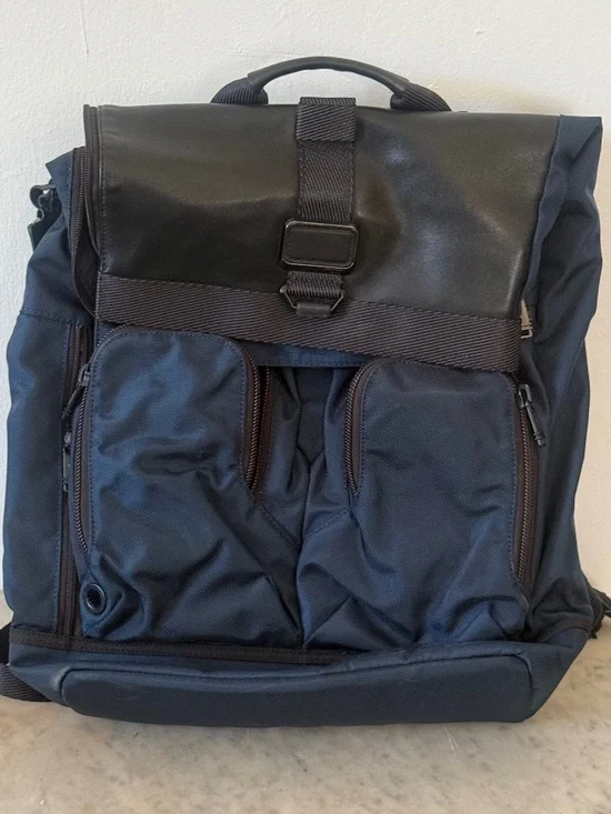 TUMI Navy Ballistic Nylon Utility Backpack Travel Laptop Backpack
