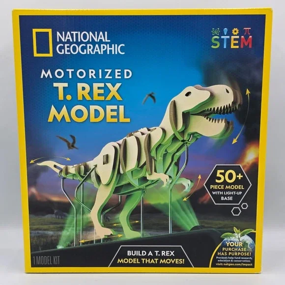 National Geographic T. Rex Model Motorized with LED Stand 50+ Piece Puzzle NIB