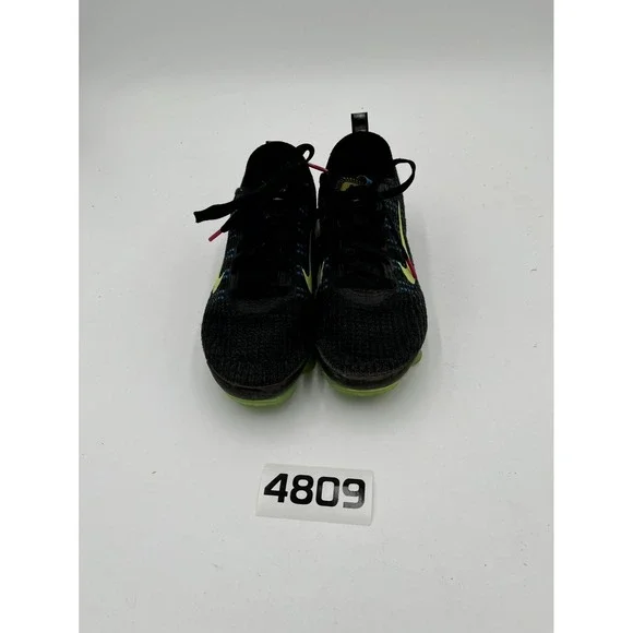 Nike Air VaporMax Flyknit 3 Youth 4Y Athletic Shoes Black Ghost Green Sneakers