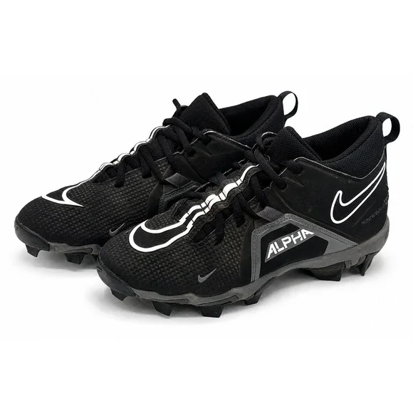 Nike Alpha Menace 3 Shark Kid's Size 5.5 Platinum Black Athletic Football Cleats