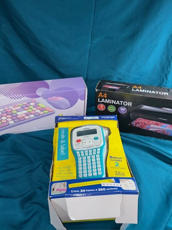 Wireless keyboard & mouse, NEW label maker, NEW laminator