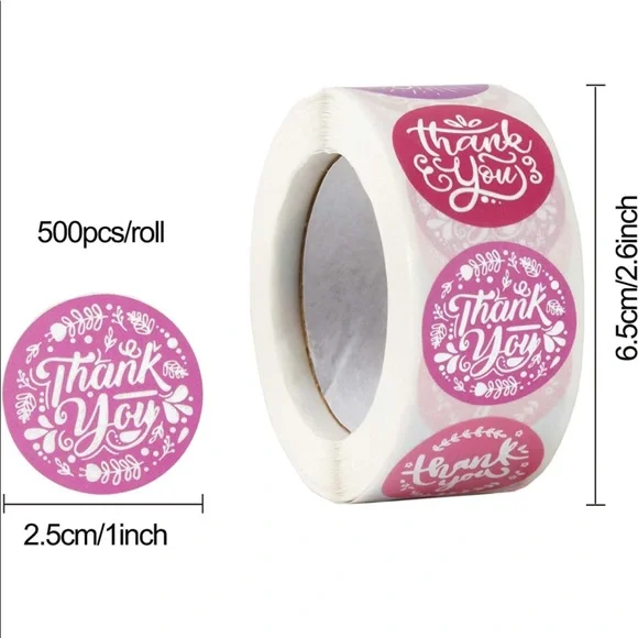 500 Thank you stickers 1” 8 designs