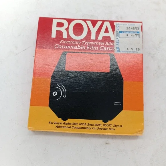 Vintage 1 Ct ROYAL Black CORRECTABLE Typewriter Ribbon r1