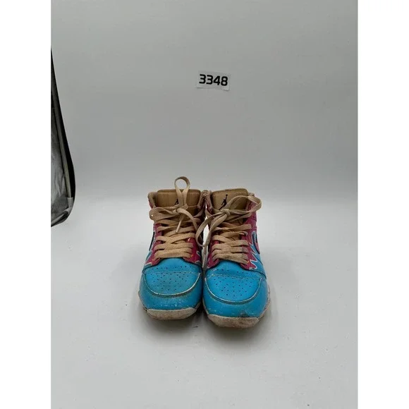 Nike Air Jordan 1 Mid Football Cleats Youth Kids 6Y Blue Pink Round Toe Lace Up