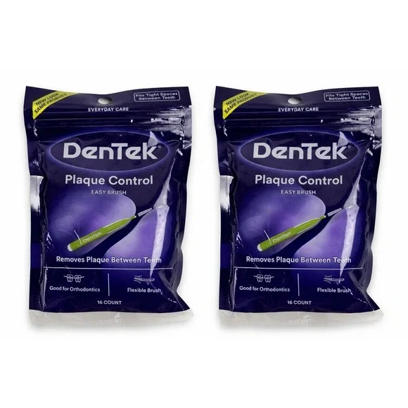 2 Packs DenTek Plaque Control Easy Brush Interdental Brushes Fit Tight Spaces 16