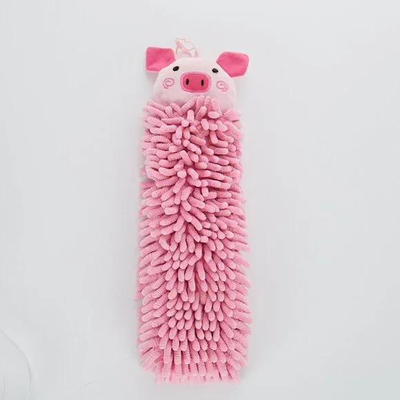 Norwex Hand Towel Pet To Dry Pink Pig Hanging Kids Chenille Microfiber