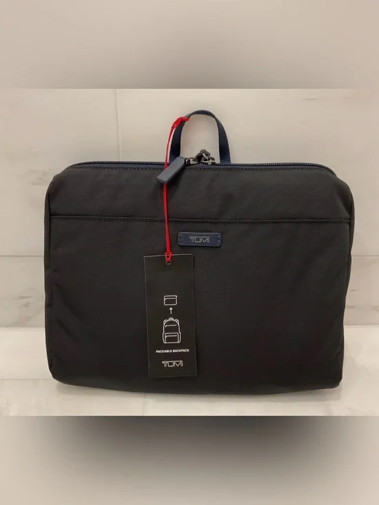 NEW TUMI Voyageur JUST IN CASE Packable 17.0” Backpack - BLACK w/ NAVY accents