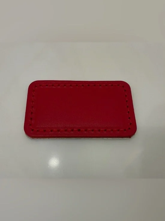NEW Tumi Large 2-1/4” x 1-3/8” Leather Monogram Patch - DARK RED color