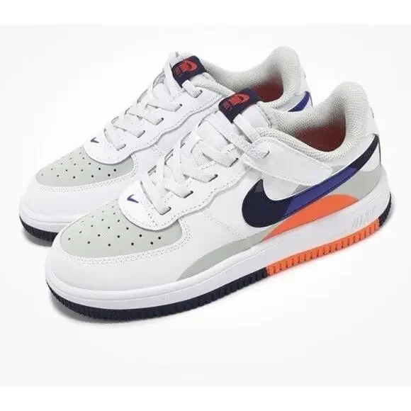Nike Force 1 Low Easyon LV8 2 PS Light Silver Navy Kids Preschool Sz 8c NEW
