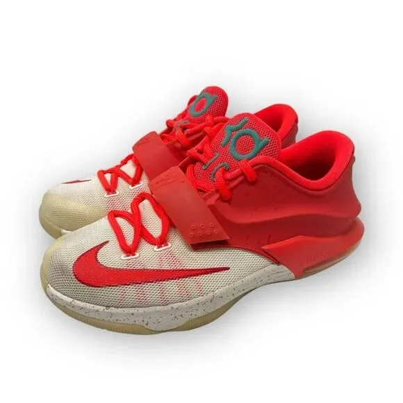 Nike Kevin Durant 7 KD VII GS Bright Red White Egg Nog Shoes 669942-613 4 Youth