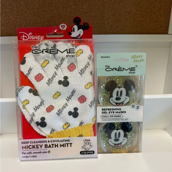 The Creme Shop X Disney Mickey Mouse Exfoliating Bath Mitt and Gel Eye Mask- NEW