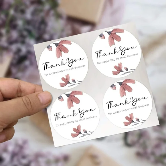 100 THANK YOU For Supporting My Small Business Stickers Peach Exotic Flow…