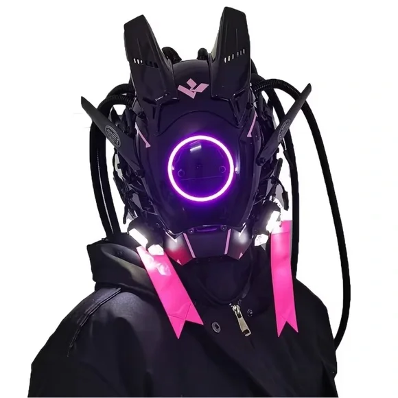 Cyberpunk Robot Anime Cosplay Mask LED Art Halloween Fantasy Collectible Costume