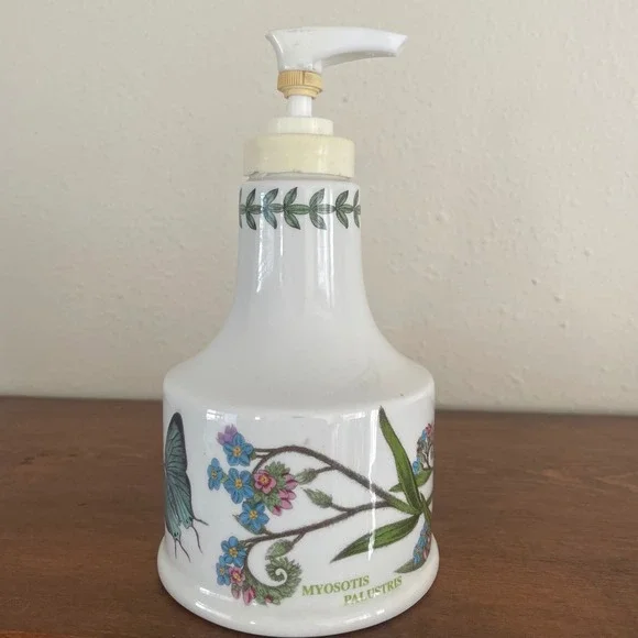 Vtg Portmeirion Botanic Garden Soap Lotion Dispenser Butterfly Made in Britain
