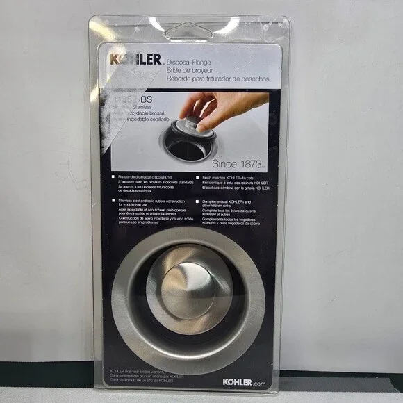 Kohler K-11352-BS Standard Garbage Disposal Flange & Stopper Brushed Stainless
