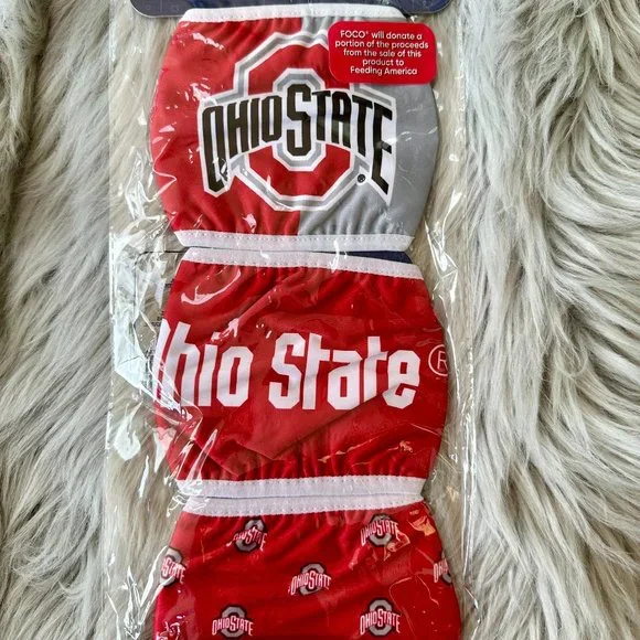 [NWT] TWO PACKS (6) Licensed Ohio State Buckeyes Face Coverings Adult Size