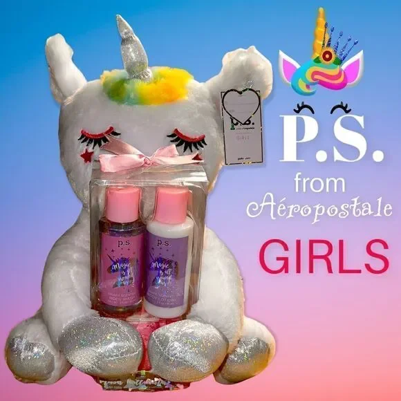 NWT p.s. plush unicorn doll bath set by Aéropostale