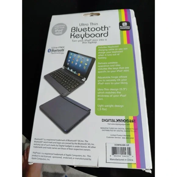 NEW -Ultra Thin Bluetooth Keyboard for iPad Mini New Sealed in Box Green