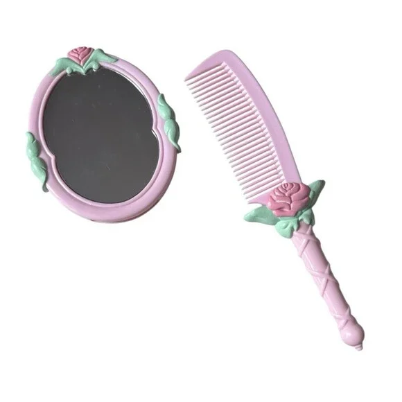 Disney Avon Beauty and the Beast Mirror with Comb Pink 7