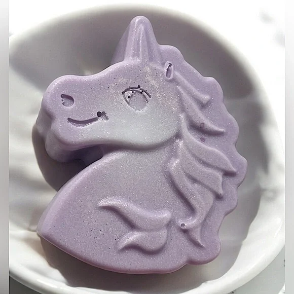 Baby powder shimmer soap handmade Purple Unicorn 3x2in 6oz shea butter based