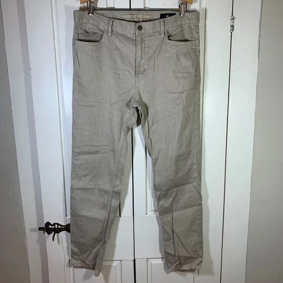 Banana Republic Mens Traveler Slim Linen‎ Cotton Pants Khaki Tan 34x30 (36x28.5)