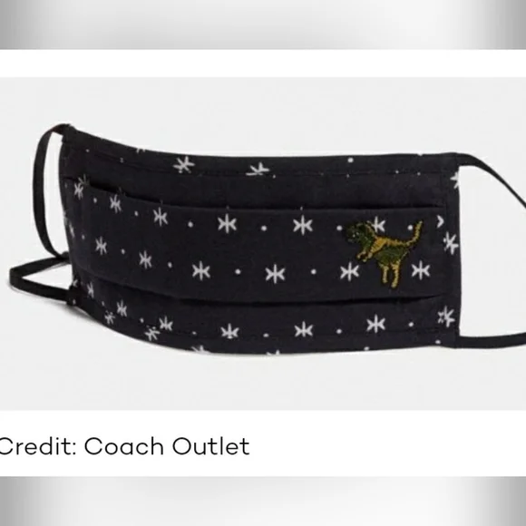 NWT Coach Rexy Star Dot Black & White Face Mask. 100% cotton. One size.