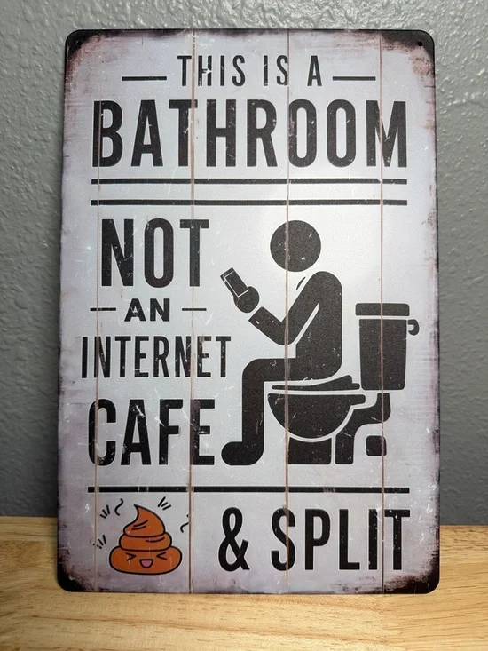 Metal Novelty Bathroom Wall Sign
