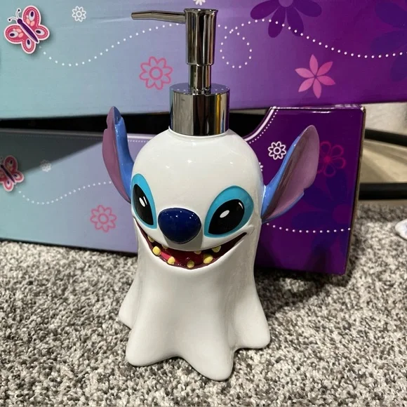 Disney Stitch Ghost Figure Soap Pump Dispenser Refillable New!