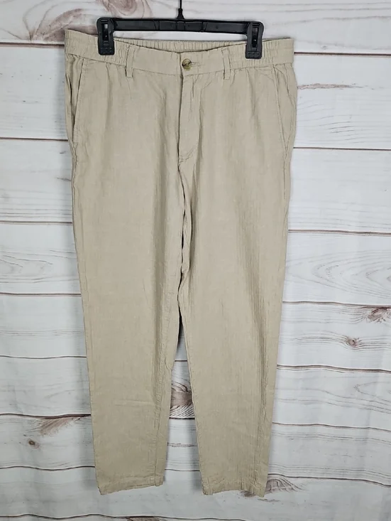 Banana Republic Slim Fit Linen Blend Pants Men's 33x34 Tan/Khaki