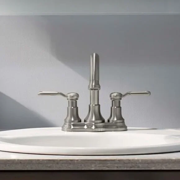 Kohler Sterling Ludington 4 inch Centerset Bathroom Sink Faucet Brushed Nickel