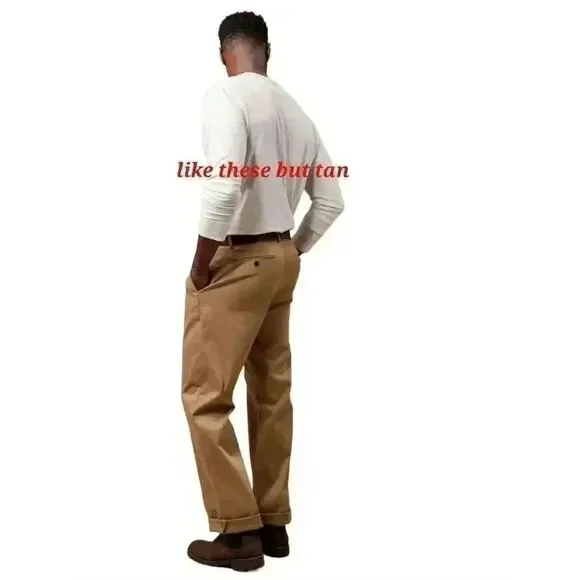 Banana Republic Men's Tan Linen/Cotton Dawson Flat Front Relaxed Leg Lower Waist