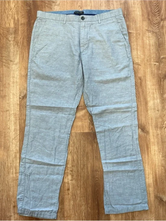 Banana Republic Linen Blend Pants Mens Kentfield Gray Casual Dress Preppy