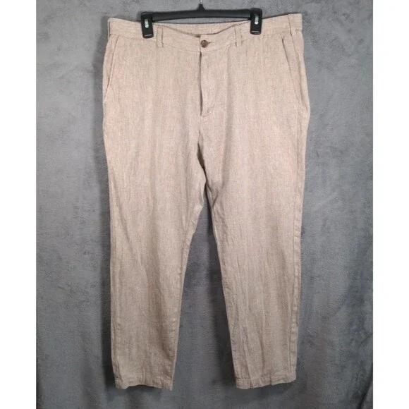 Banana Republic Linen Blend Pants Size 38x32 Athletic Fit Khaki Old Money