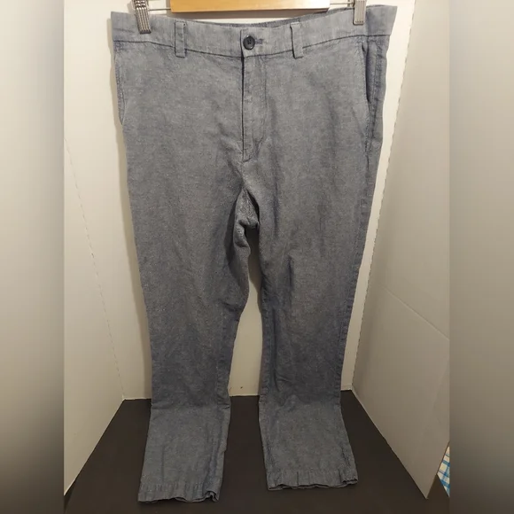 Banana Republic Mens Linen Blend Tapered Heather Blue Pants Size 32X32 Size 32