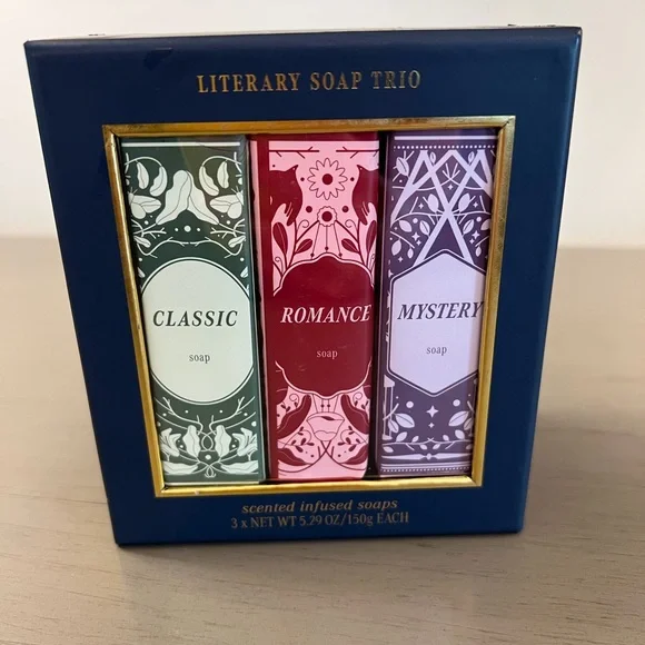 The Pretty Goods Literary Soaps Trio Classic Romantic Mystery Scented Infused