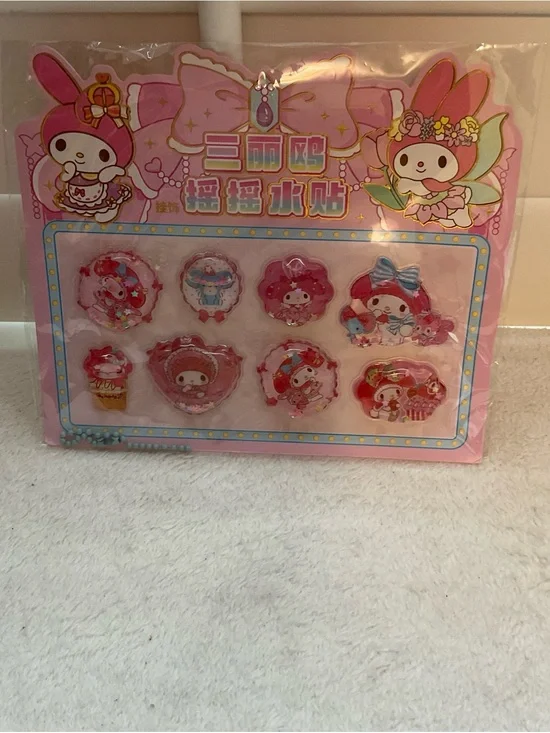 Cute Pink Puffy Character Sticker Set by My Melody Style