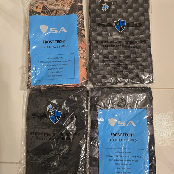 SA Frost Tech Fleece Face Shields - Lot Of 4 - NEW!