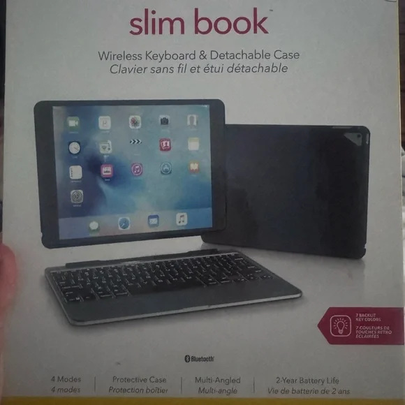 Slim Book Wireless Keyboard & Case - Gray