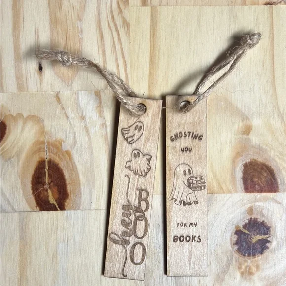 Wooden Ghost Bookmarks with Twine