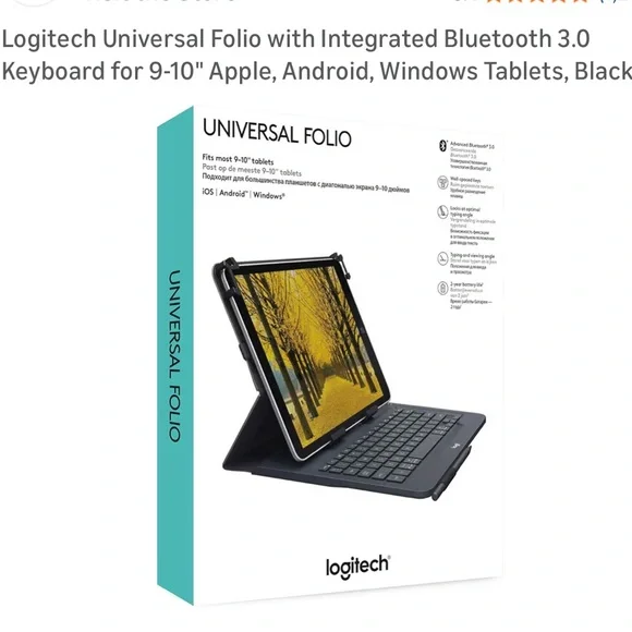 Logitech Universal Folio with Integrated Bluetooth 3.0 Keyboard for 9-10