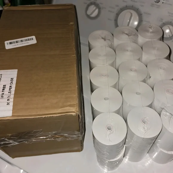 BAM POS 3 1/8 x 190' Coreless Thermal Receipt Paper Rolls for Printers 30 Pack