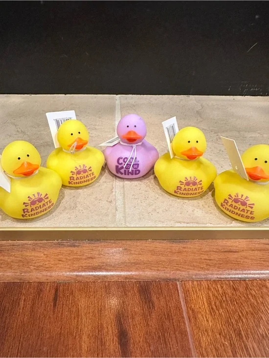 Radiate Kindness Rubber Duck Bath Toy - Yellow & Purple Lot of 5
