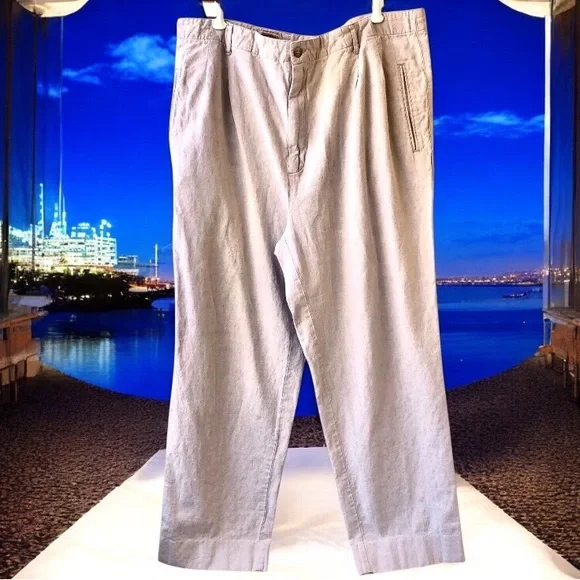 Banana Republic Vintage Hong Kong Linen Blend Pants Pockets Mens 40 x 29